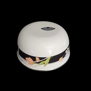 Sango Japan Enamel Metal Nesting Bowl Set Floral Black Band 3 Bowls